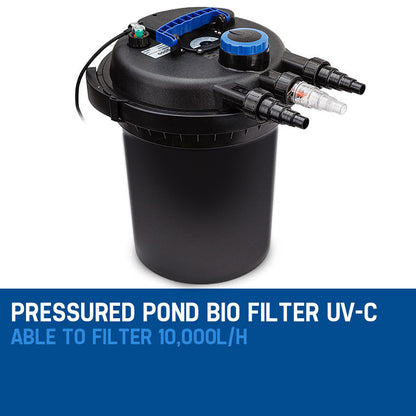 External Pond Canister Filter with UV Light - 10,000 L/h, 0.5m Compact Design