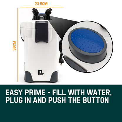 External Aquarium Canister Filter Pump 1.25m³/h for Freshwater & Saltwater Tanks