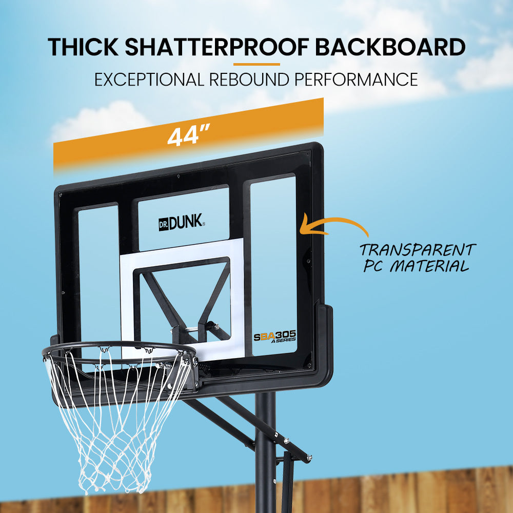 Adjustable Portable Basketball Hoop Stand, 2.45m-3.05m, Weatherproof Design