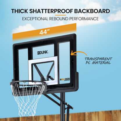 Adjustable Portable Basketball Hoop Stand, 2.45m-3.05m, Weatherproof Design