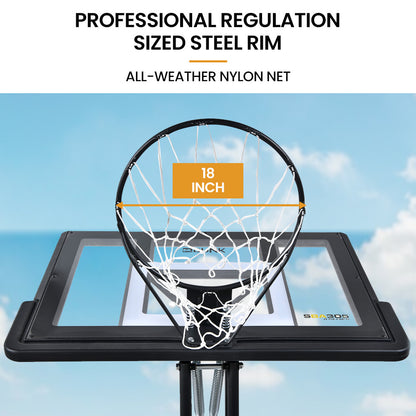 Adjustable Portable Basketball Hoop Stand, 2.45m-3.05m, Weatherproof Design