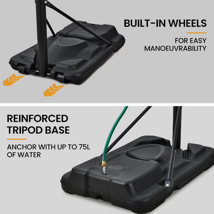 Adjustable Portable Basketball Hoop Stand, 2.45m-3.05m, Weatherproof Design