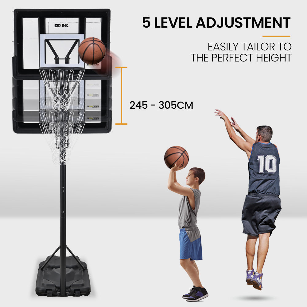 Adjustable Portable Basketball Hoop Stand, 2.45m-3.05m, Weatherproof Design