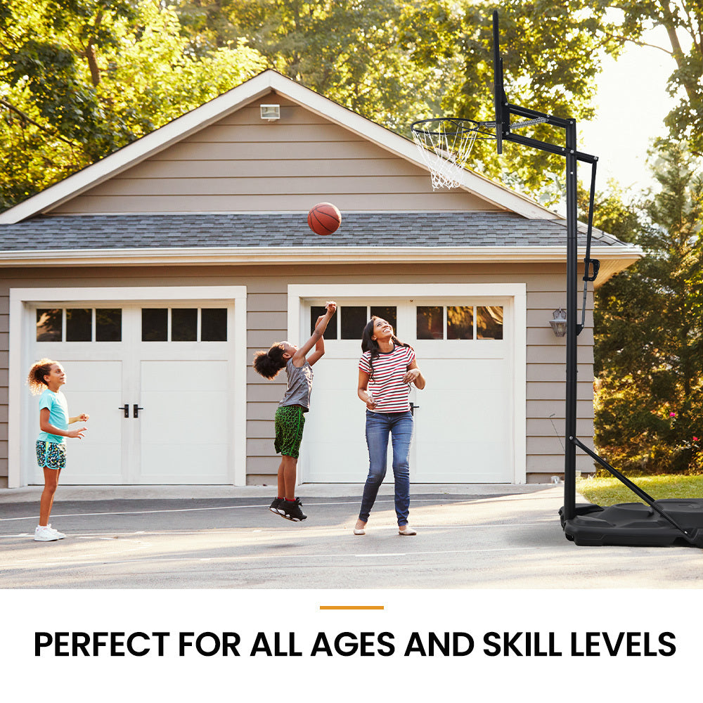 Adjustable Portable Basketball Hoop Stand, 2.45m-3.05m, Weatherproof Design
