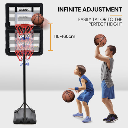Portable Kids Basketball Hoop Stand with Adjustable Height 1.15m to 1.60m