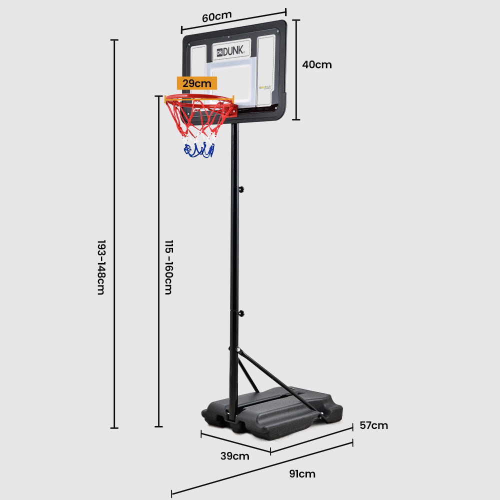 Portable Kids Basketball Hoop Stand with Adjustable Height 1.15m to 1.60m