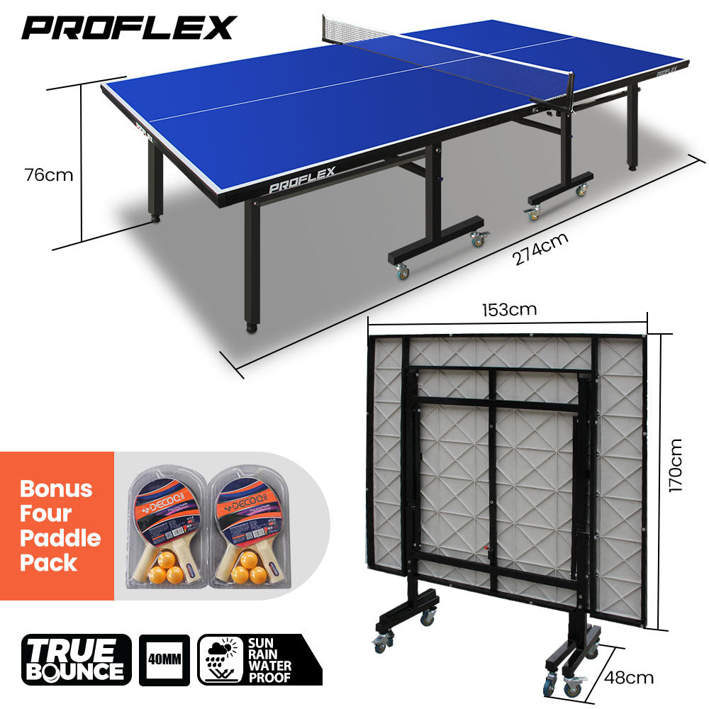 Premium Outdoor Table Tennis Table with 4 Player Set and TrueBounce Surface