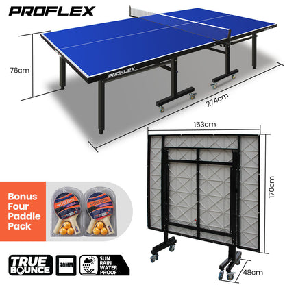 Premium Outdoor Table Tennis Table with 4 Player Set and TrueBounce Surface