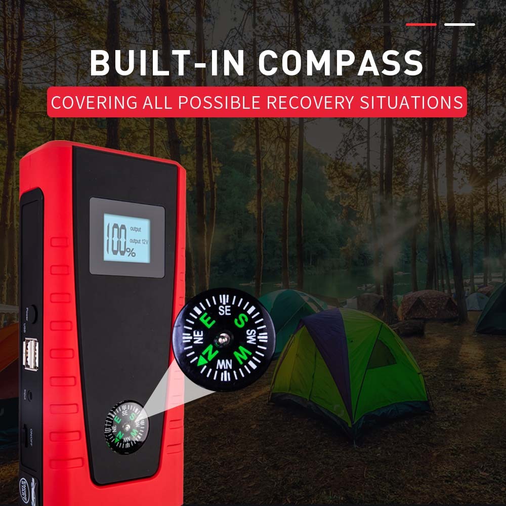 Portable 12V Jump Starter Powerbank with LED Torch and USB Charging Ports