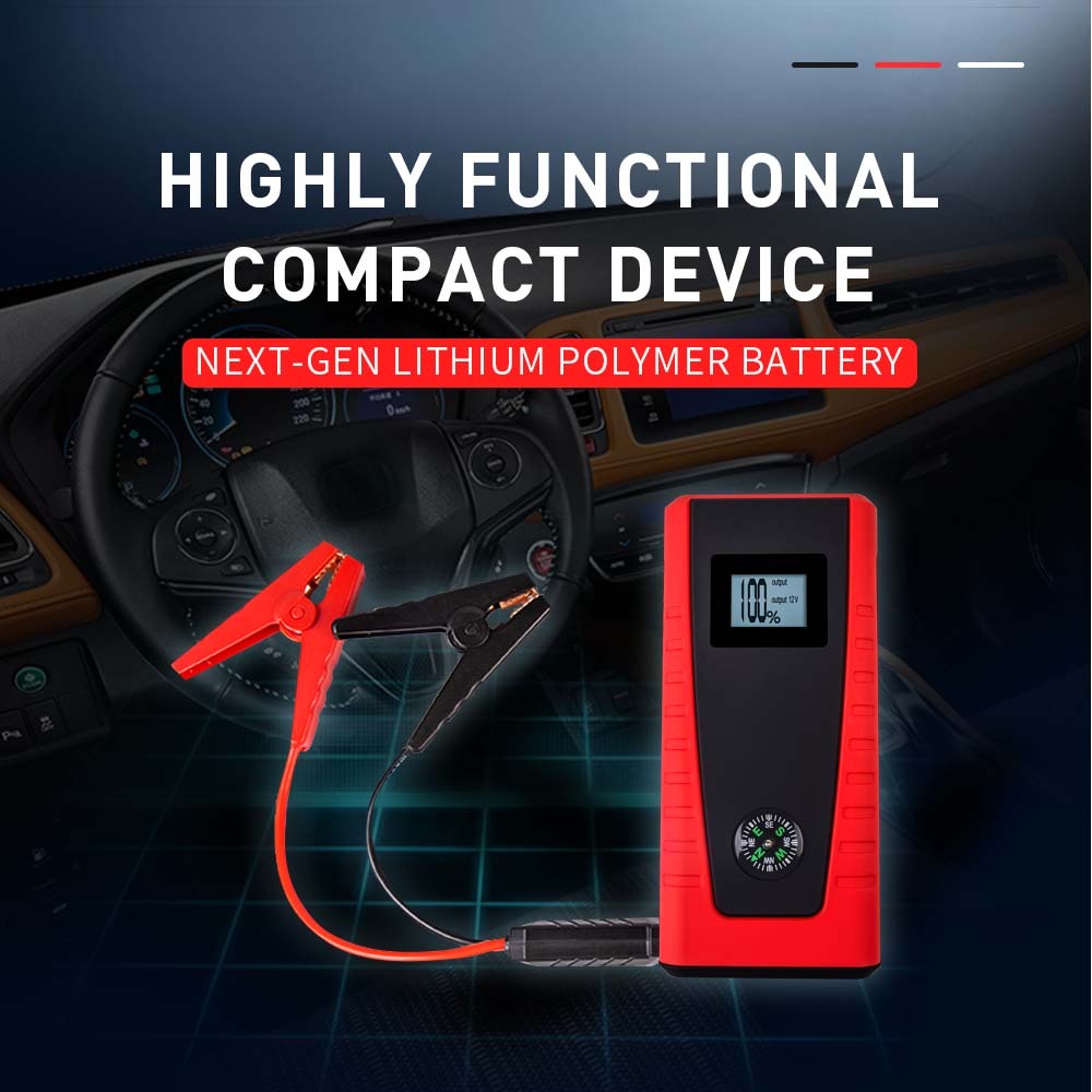 Portable 12V Jump Starter Powerbank with LED Torch and USB Charging Ports