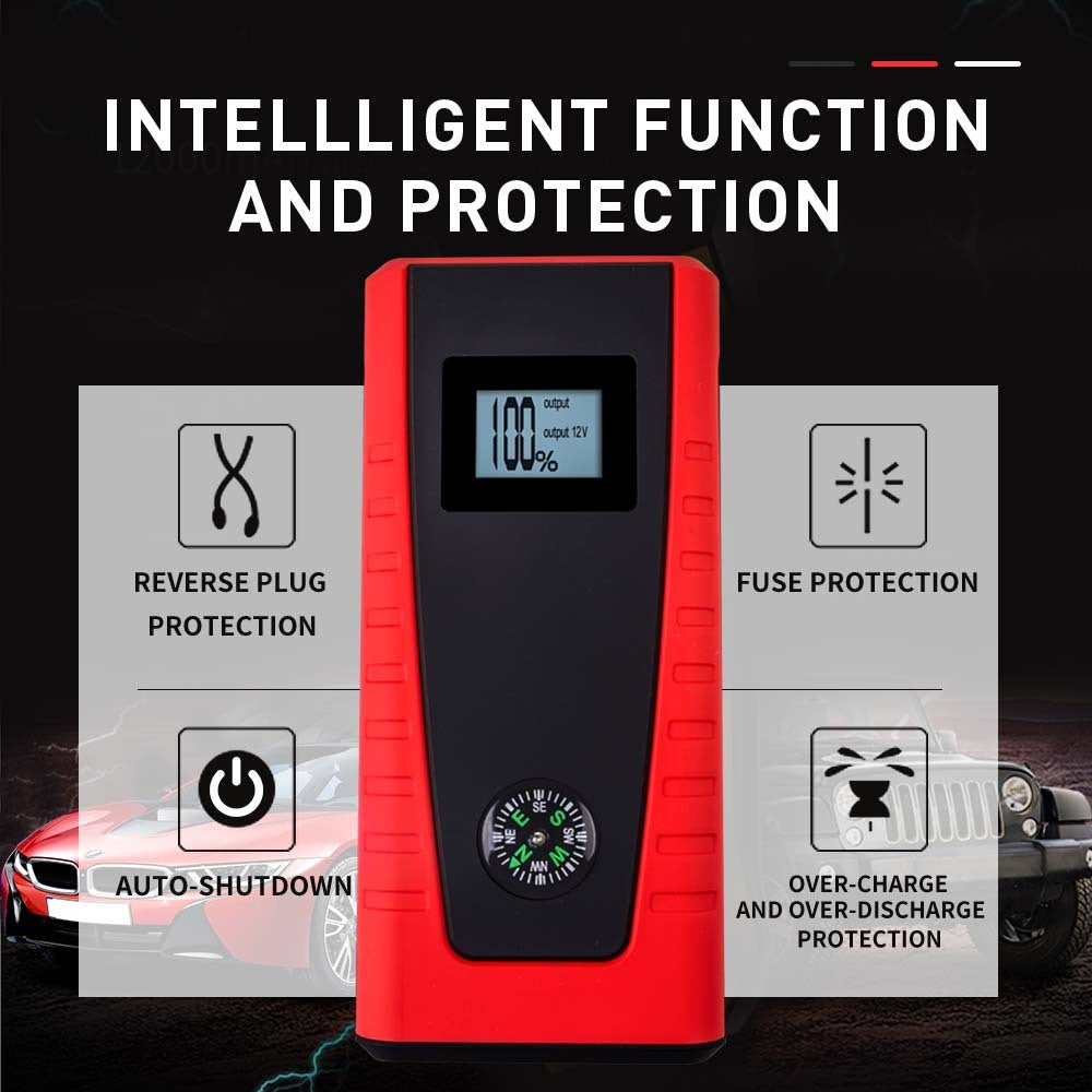 Portable 12V Jump Starter Powerbank with LED Torch and USB Charging Ports
