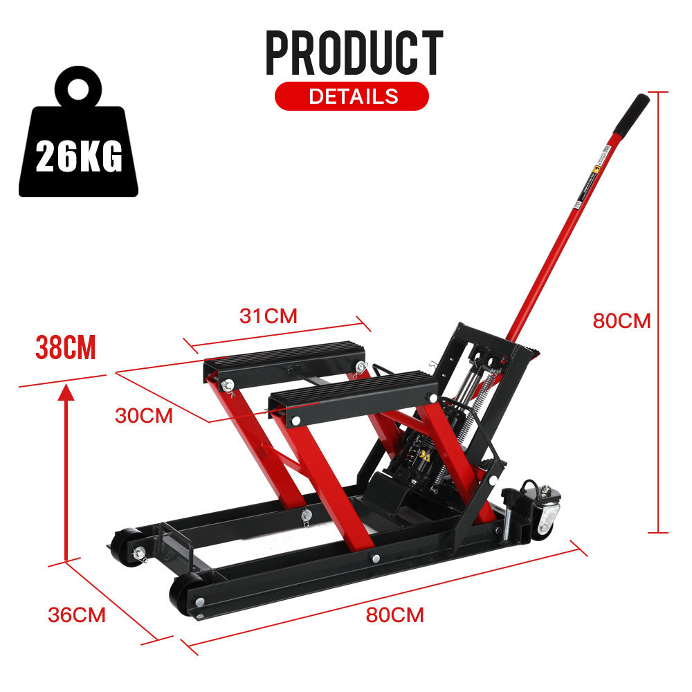 680kg Hydraulic Lift Jack Stand for Motorcycles & ATVs - 0.38m Height