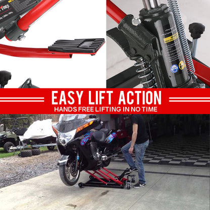 680kg Hydraulic Lift Jack Stand for Motorcycles & ATVs - 0.38m Height
