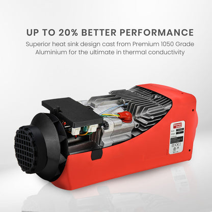 12V 5kW Diesel Air Heater for RVs and Boats with Remote Control, Red