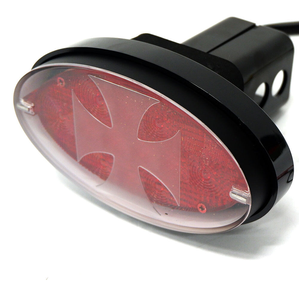 LED Towbar Hitch Cover with Brake and Tail Light Functions - Red and Blue Cross