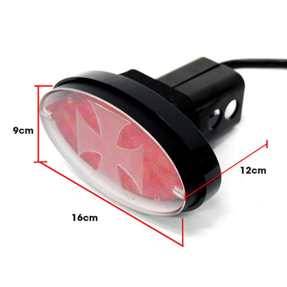 LED Towbar Hitch Cover with Brake and Tail Light Functions - Red and Blue Cross
