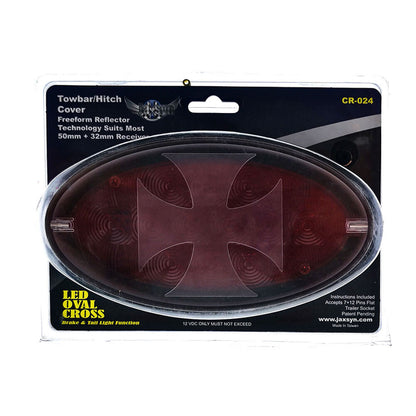 LED Towbar Hitch Cover with Brake and Tail Light Functions - Red and Blue Cross