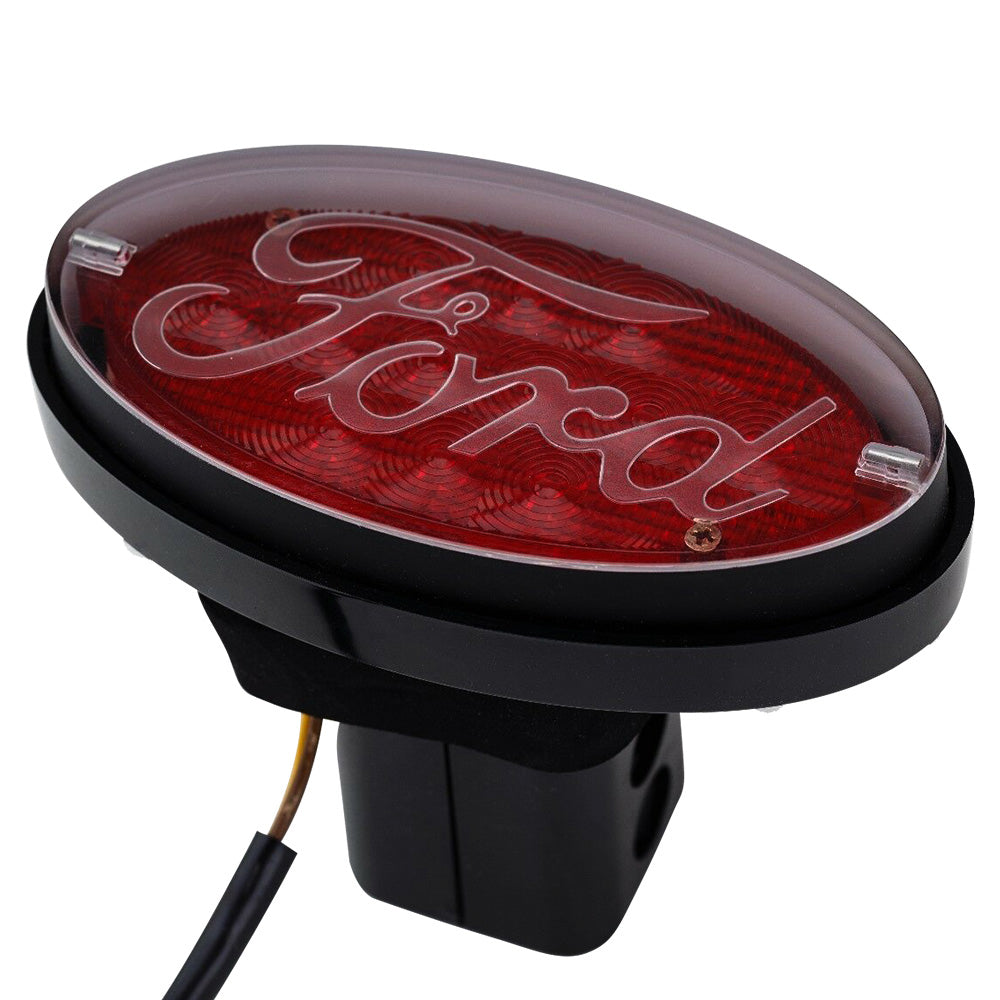 LED Towbar Hitch Cover with Brake Light and Red Oval Ford Logo