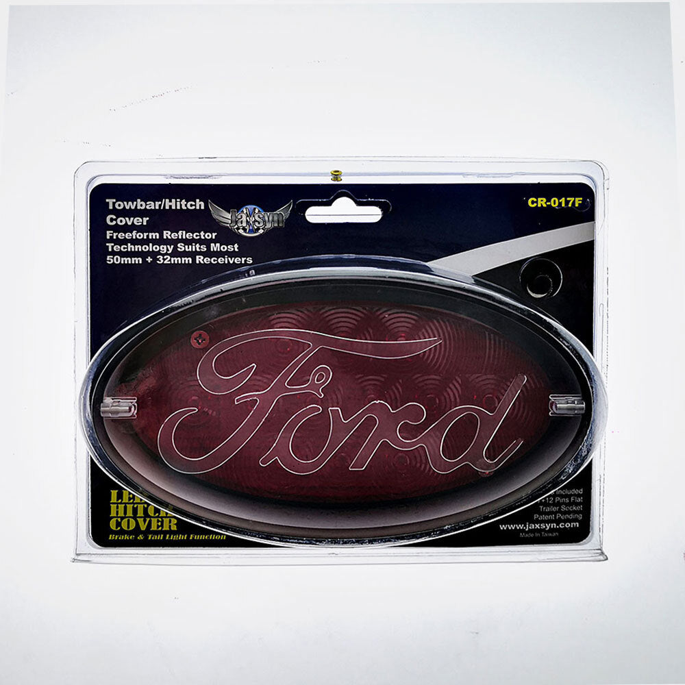 LED Towbar Hitch Cover with Brake Light and Red Oval Ford Logo