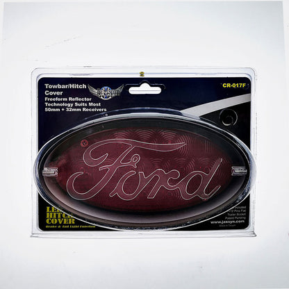 LED Towbar Hitch Cover with Brake Light and Red Oval Ford Logo