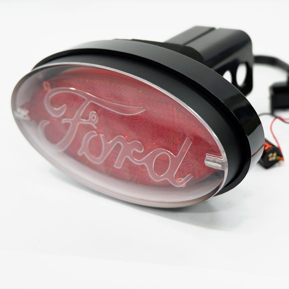 LED Towbar Hitch Cover with Brake Light and Red Oval Ford Logo