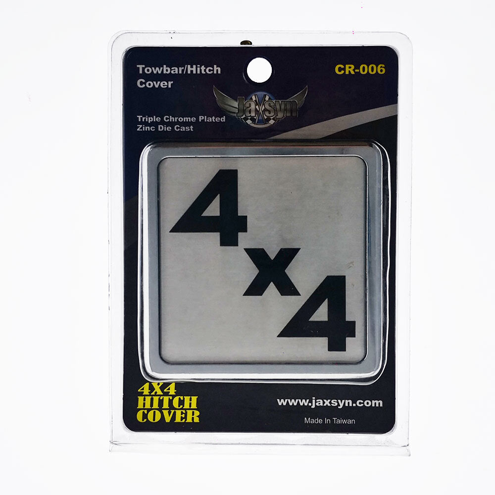 4x4 Towbar Hitch Cover - Chrome Zinc Die Cast with Foam Gasket