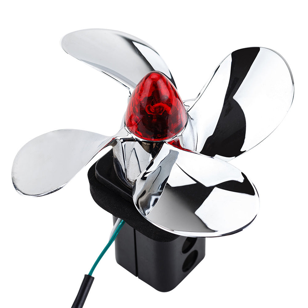 Chrome Propeller Hitch Cover with LED Brake Light and Spinning Feature