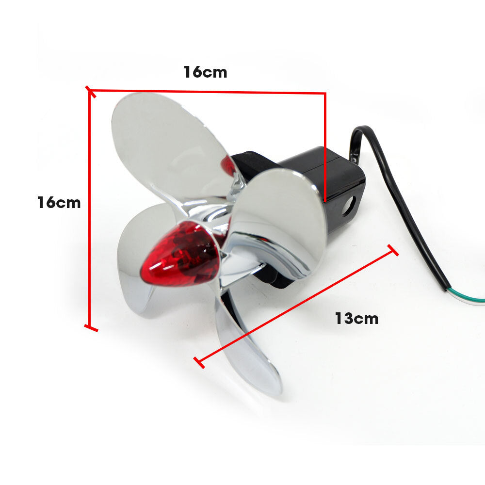 Chrome Propeller Hitch Cover with LED Brake Light and Spinning Feature
