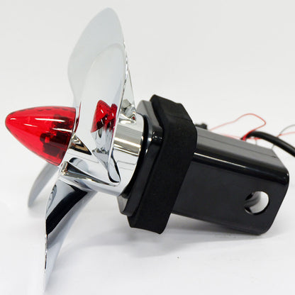 Chrome Propeller Hitch Cover with LED Brake Light and Spinning Feature