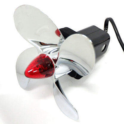 Chrome Propeller Hitch Cover with LED Brake Light and Spinning Feature