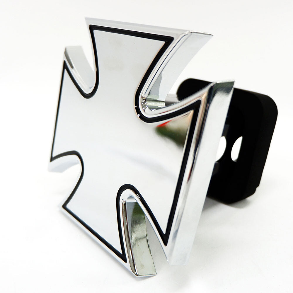 Chrome Iron Cross Towbar Hitch Cover with Foam Gasket - Easy Installation