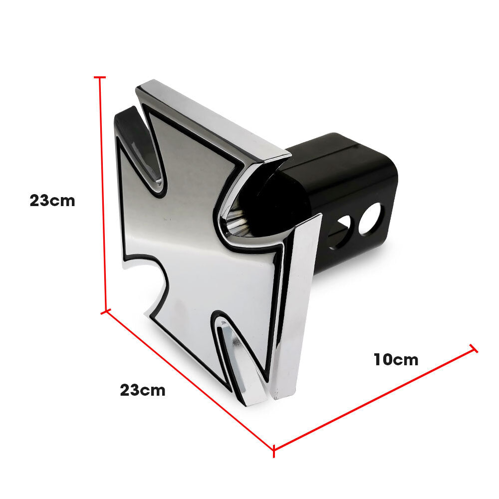 Chrome Iron Cross Towbar Hitch Cover with Foam Gasket - Easy Installation
