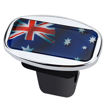 Aussie Flag Towbar Hitch Cover with Chrome Finish - Fits Standard Receivers