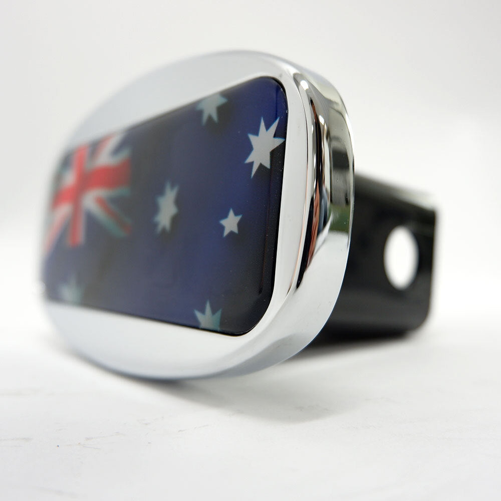 Aussie Flag Towbar Hitch Cover with Chrome Finish - Fits Standard Receivers