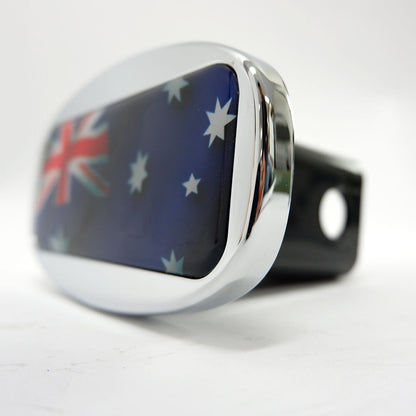 Aussie Flag Towbar Hitch Cover with Chrome Finish - Fits Standard Receivers