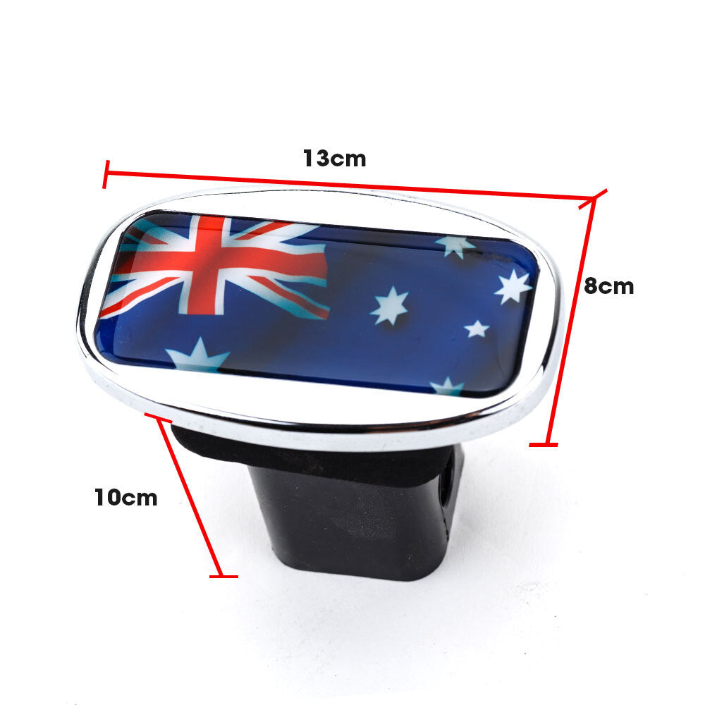 Aussie Flag Towbar Hitch Cover with Chrome Finish - Fits Standard Receivers
