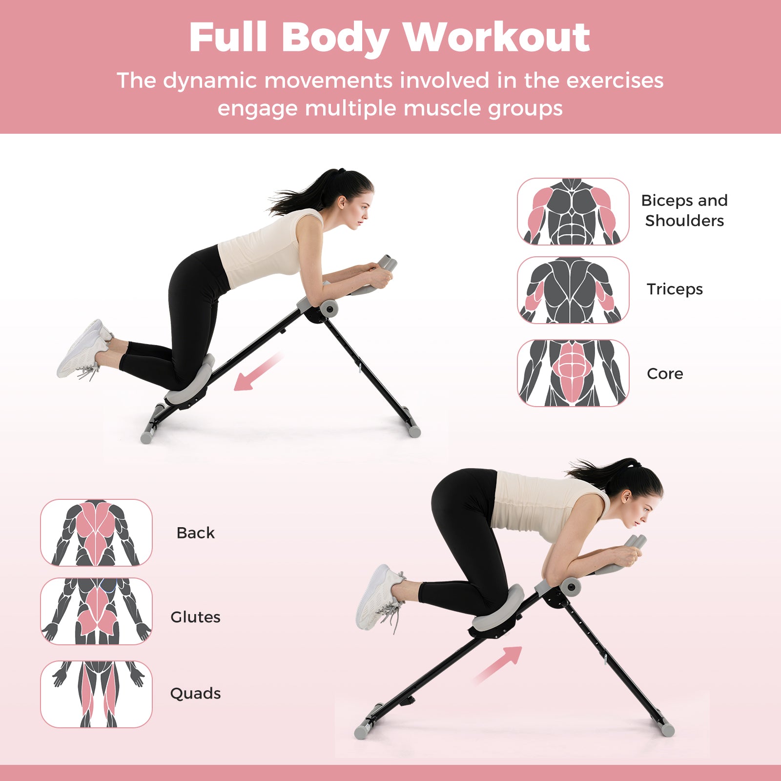 Adjustable Abdominal Trainer with Elbow Support-Black