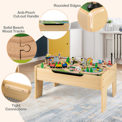 All-in-One Kids Activity Table Wooden Construction Play Table