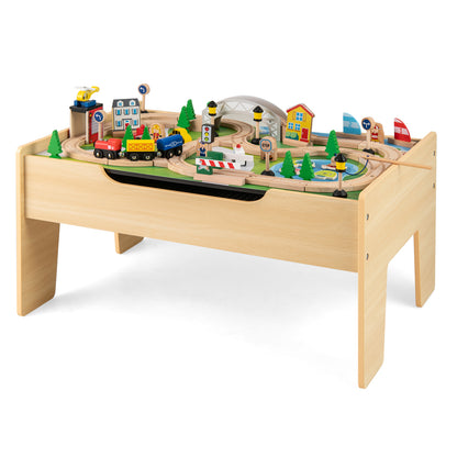 All-in-One Kids Activity Table Wooden Construction Play Table