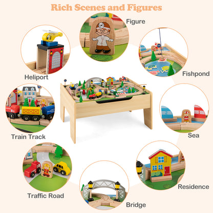 All-in-One Kids Activity Table Wooden Construction Play Table
