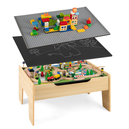 All-in-One Kids Activity Table Wooden Construction Play Table