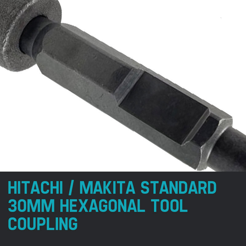 80mm Stake Driver Chisel Bit for Jackhammers - 0.28m Length, 30mm Hex Fit