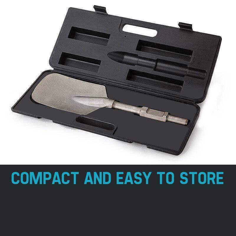 140mm Square-Tipped Jackhammer Chisel with 0.44m Length and Carry Case