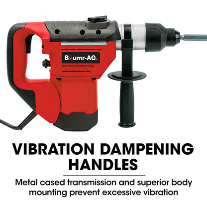 1500W Electric Rotary Jackhammer Drill with Chisels & Bits, 1.5m Cord