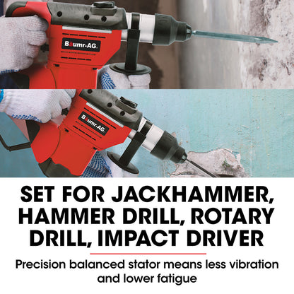 1500W Electric Rotary Jackhammer Drill with Chisels & Bits, 1.5m Cord
