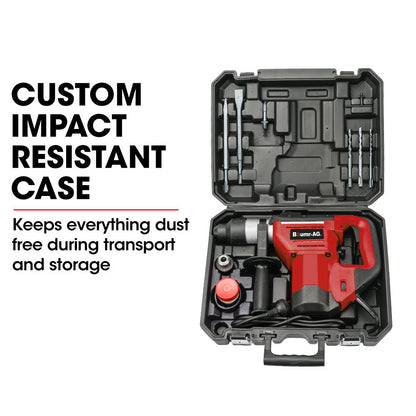 1500W Electric Rotary Jackhammer Drill with Chisels & Bits, 1.5m Cord