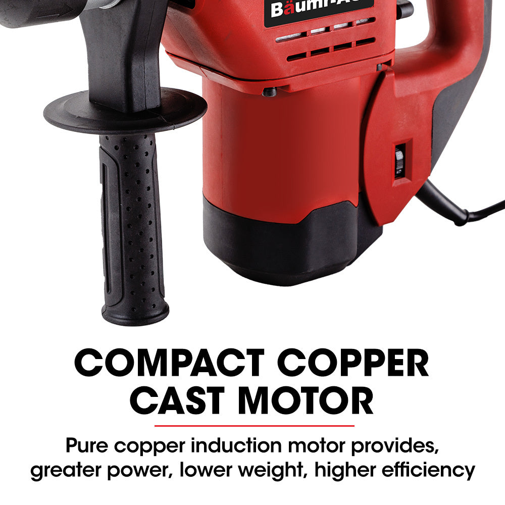 1500W Electric Rotary Jackhammer Drill with Chisels & Bits, 1.5m Cord