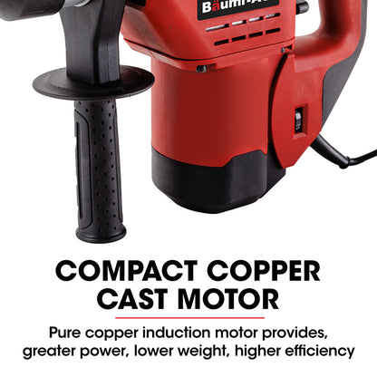 1500W Electric Rotary Jackhammer Drill with Chisels & Bits, 1.5m Cord