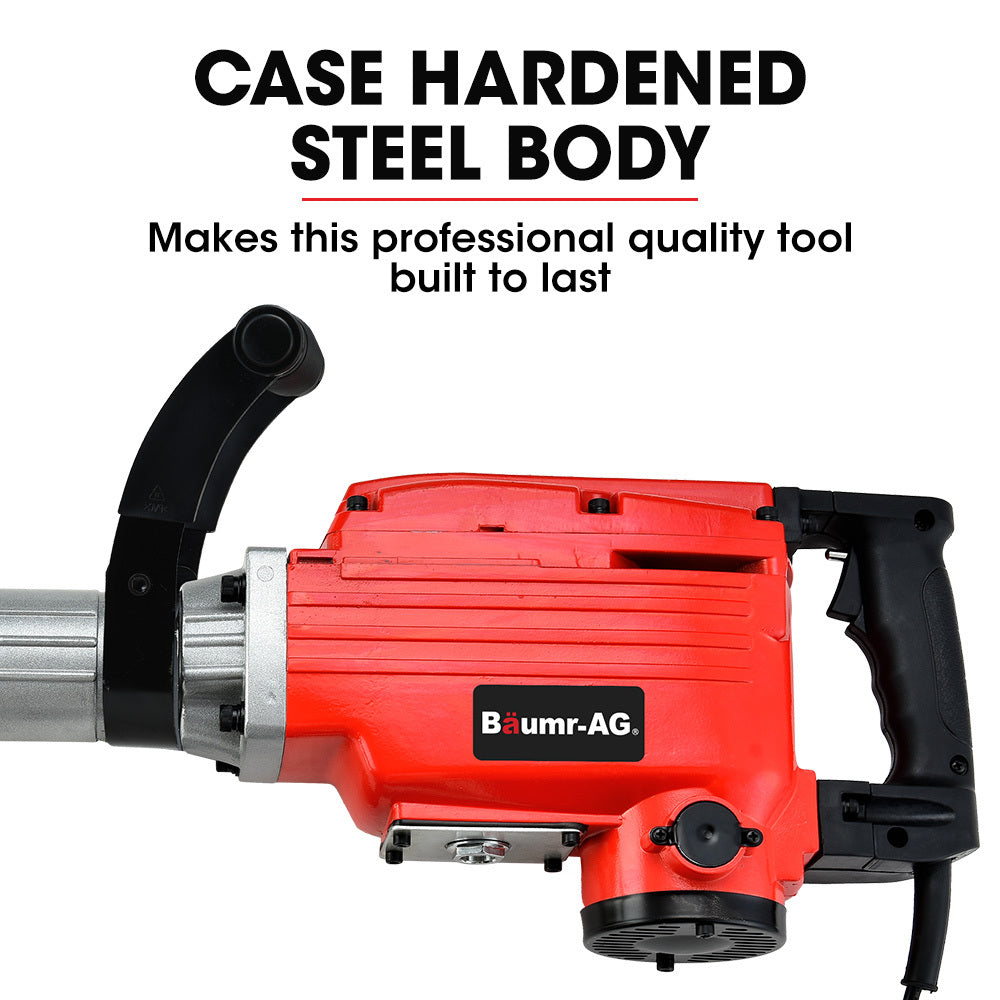 2200W Electric Demolition Jackhammer with Chisels & Carry Case - 30mm Hex