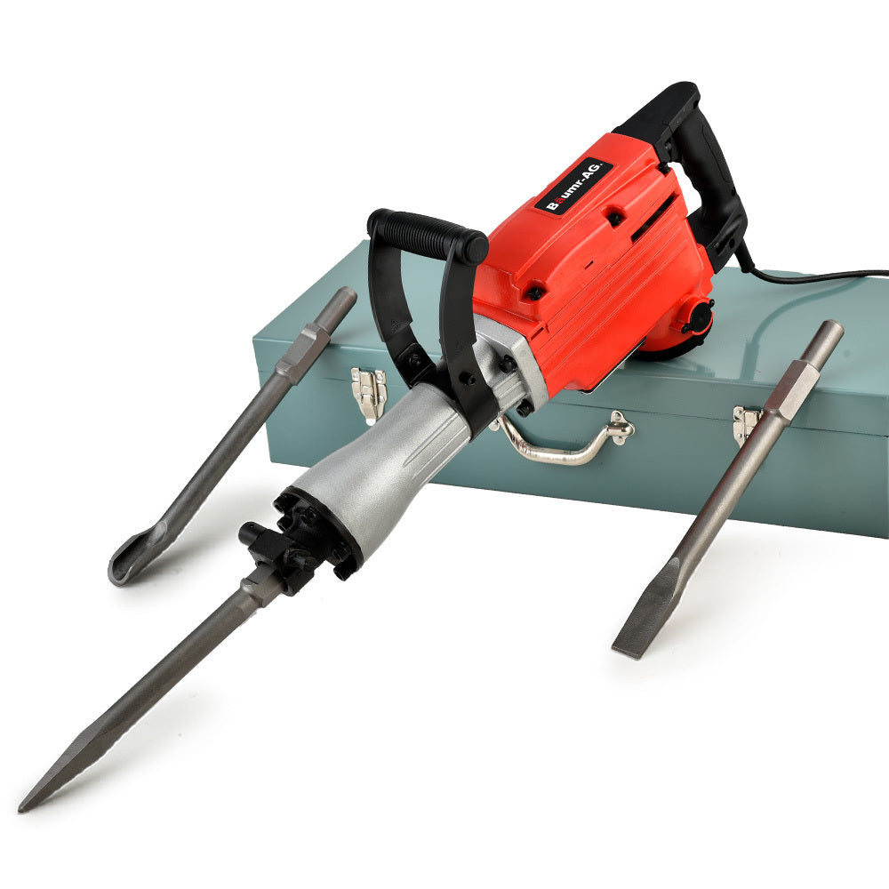 2200W Pro-Grade Electric Jackhammer with Chisels and Steel Carry Case, 30mm Hex